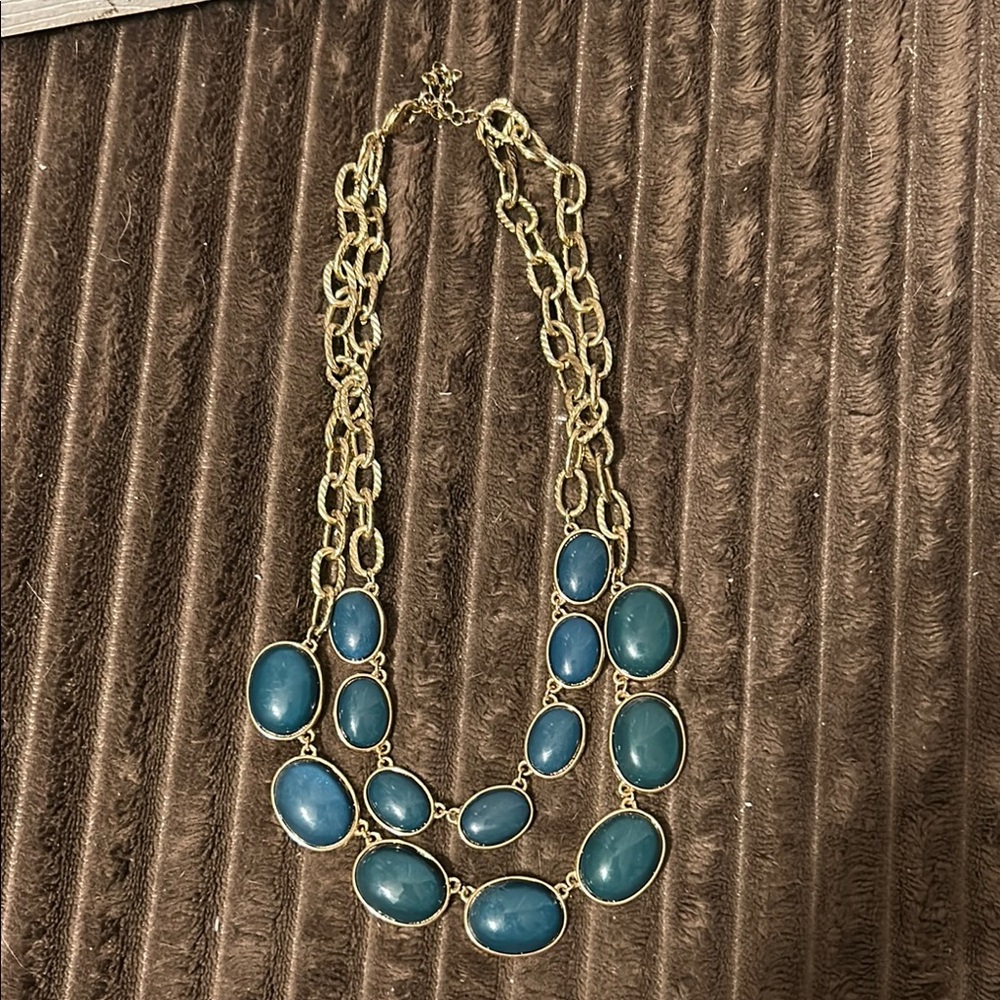 Target Gold and Green Necklace with Double-Row Design - Picture 2 of 4